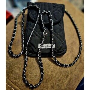 Vera Bradley Black Crossbody Phone Purse/Wallet With Silver Chain Strap